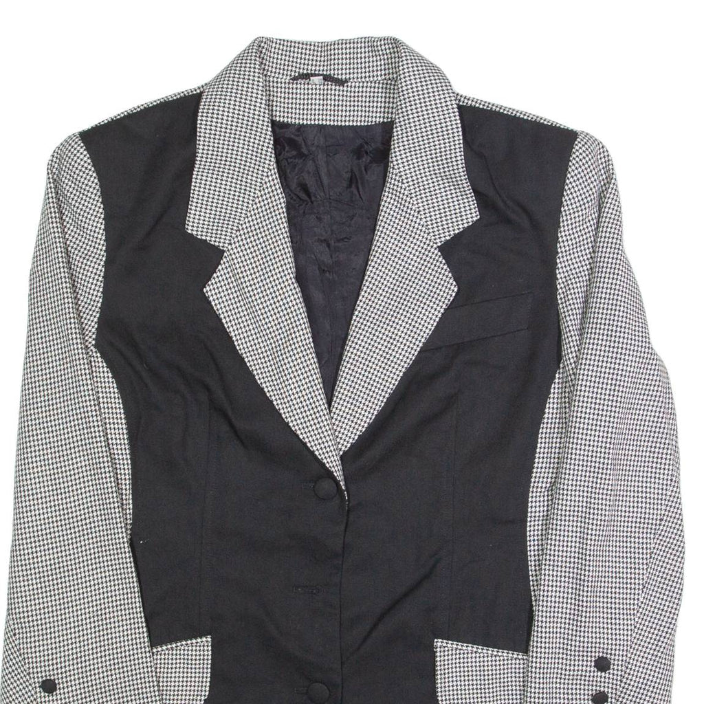 Womens Blazer Jacket Black 90s Houndstooth UK 12