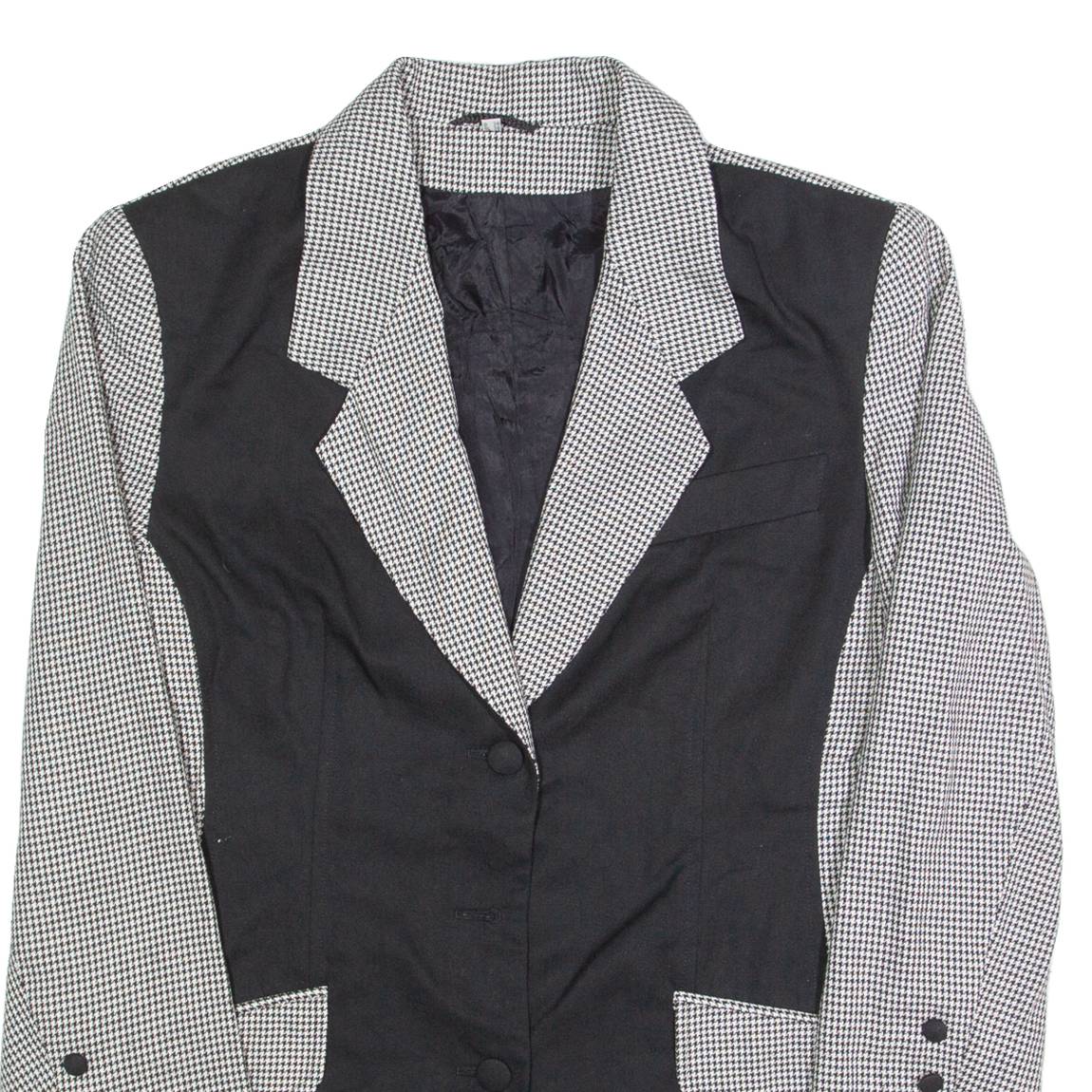 Womens Blazer Jacket Black 90s Houndstooth UK 12