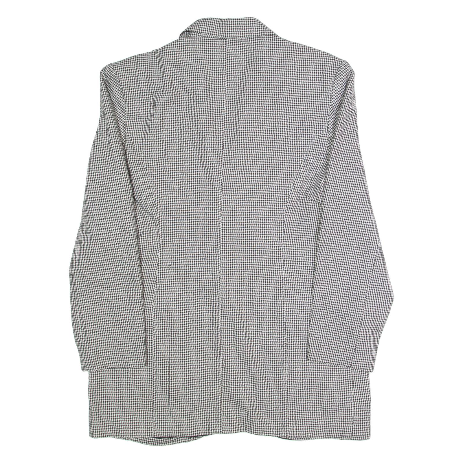 Womens Blazer Jacket Black 90s Houndstooth UK 12