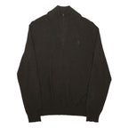 POLO RALPH LAUREN Mens Black 1/4 Zip Pullover L Cotton Blend Jersey Relaxed Fit