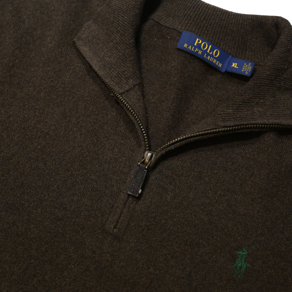 POLO RALPH LAUREN Mens Black 1/4 Zip Pullover L Cotton Blend Jersey Relaxed Fit