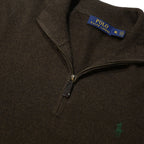 POLO RALPH LAUREN Mens Black 1/4 Zip Pullover L Cotton Blend Jersey Relaxed Fit