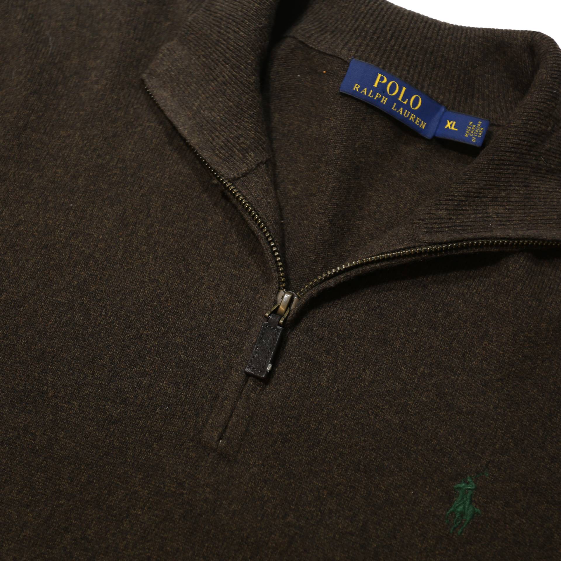 POLO RALPH LAUREN Mens Black 1/4 Zip Pullover L Cotton Blend Jersey Relaxed Fit