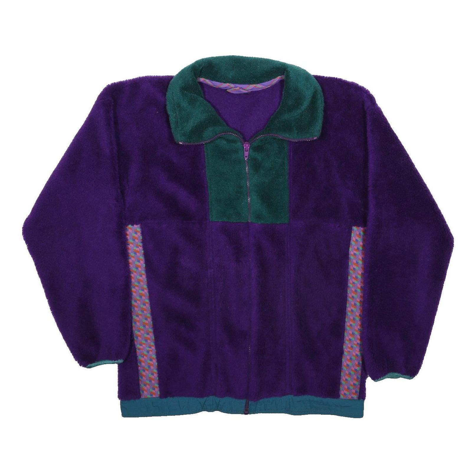 HELLY HANSEN Girls Purple & Green Fleece Jacket 16Y Polyester Zip Outdoor Casual
