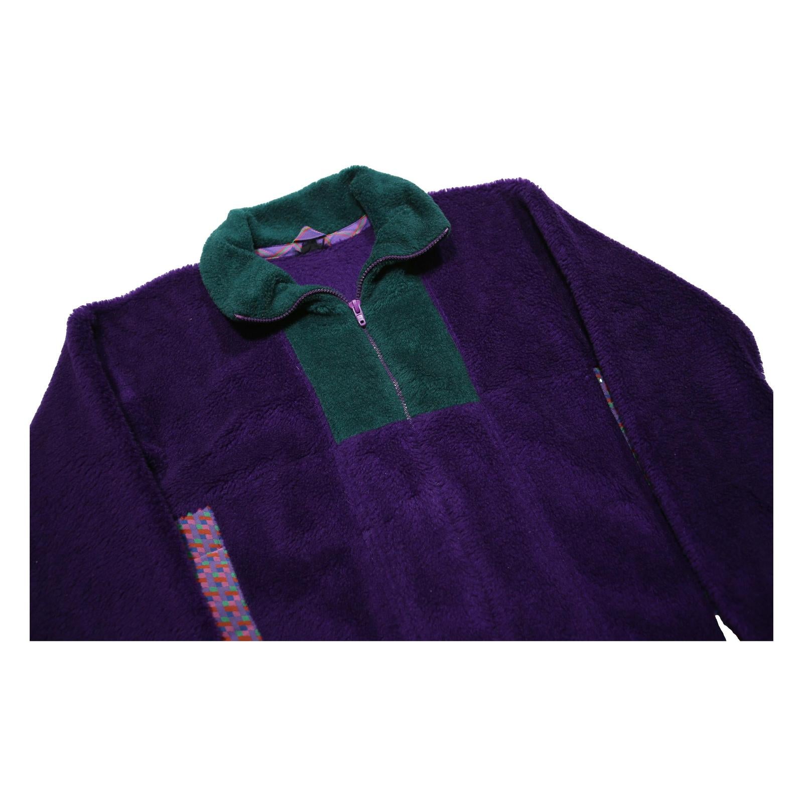 HELLY HANSEN Girls Purple & Green Fleece Jacket 16Y Polyester Zip Outdoor Casual