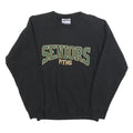 HANES Mens Black Seniors & Green Print Crew Neck Sweatshirt S Cotton Blend