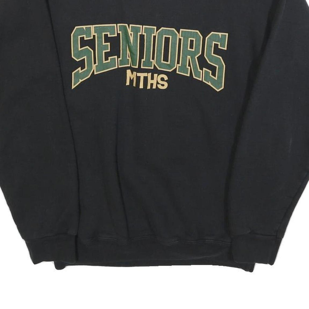 HANES Mens Black Seniors & Green Print Crew Neck Sweatshirt S Cotton Blend