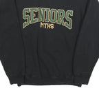 HANES Mens Black Seniors & Green Print Crew Neck Sweatshirt S Cotton Blend