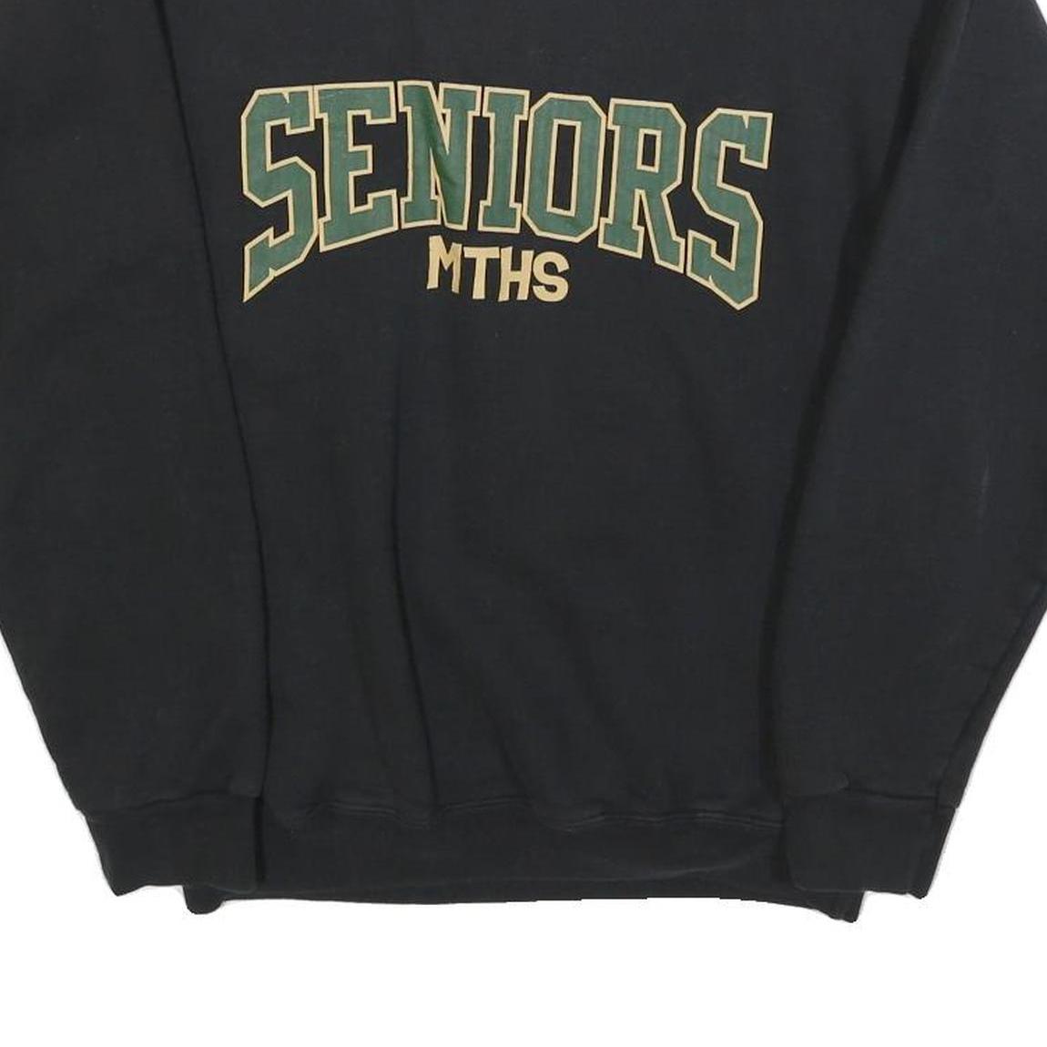 HANES Mens Black Seniors & Green Print Crew Neck Sweatshirt S Cotton Blend