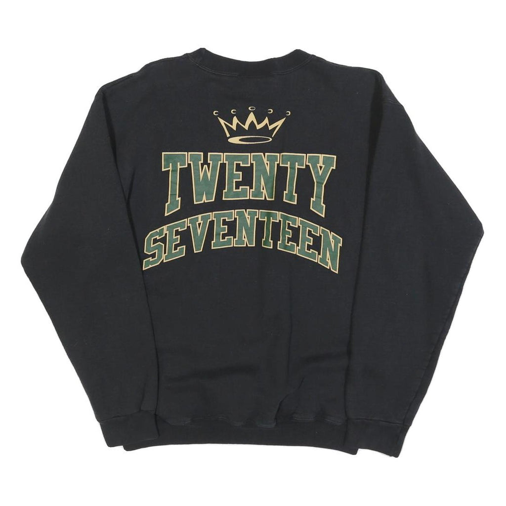 HANES Mens Black Seniors & Green Print Crew Neck Sweatshirt S Cotton Blend