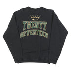 HANES Mens Black Seniors & Green Print Crew Neck Sweatshirt S Cotton Blend