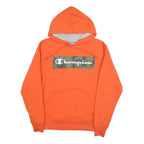 CHAMPION Mens Orange Hoodie S Camouflage Logo Cotton Blend Pullover