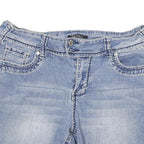 ROZ AND ALI Womens Shorts Blue Casual L W30 Embroidered Pocket Detail