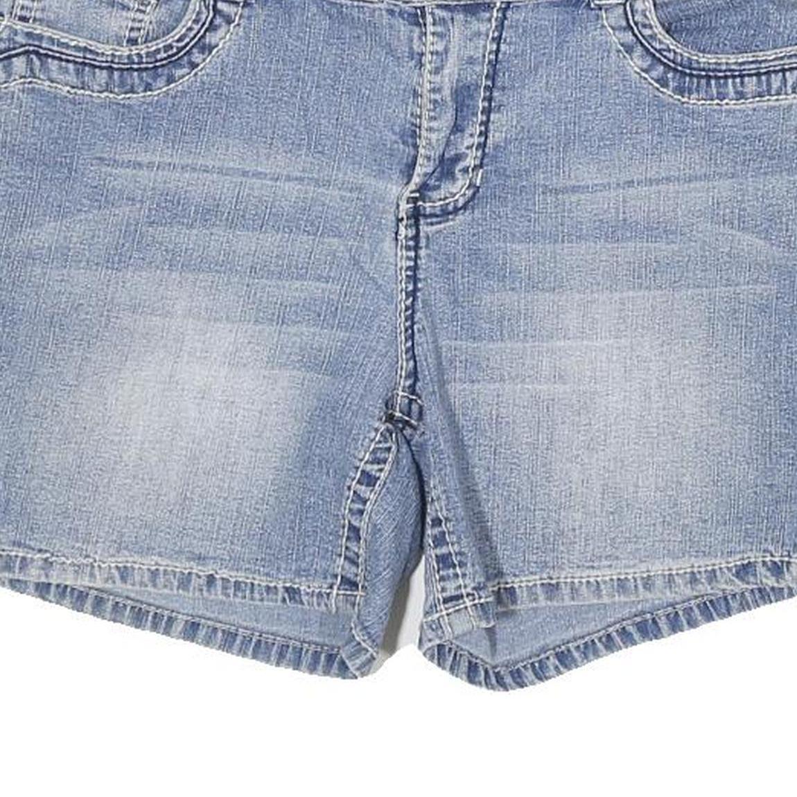 ROZ AND ALI Womens Shorts Blue Casual L W30 Embroidered Pocket Detail