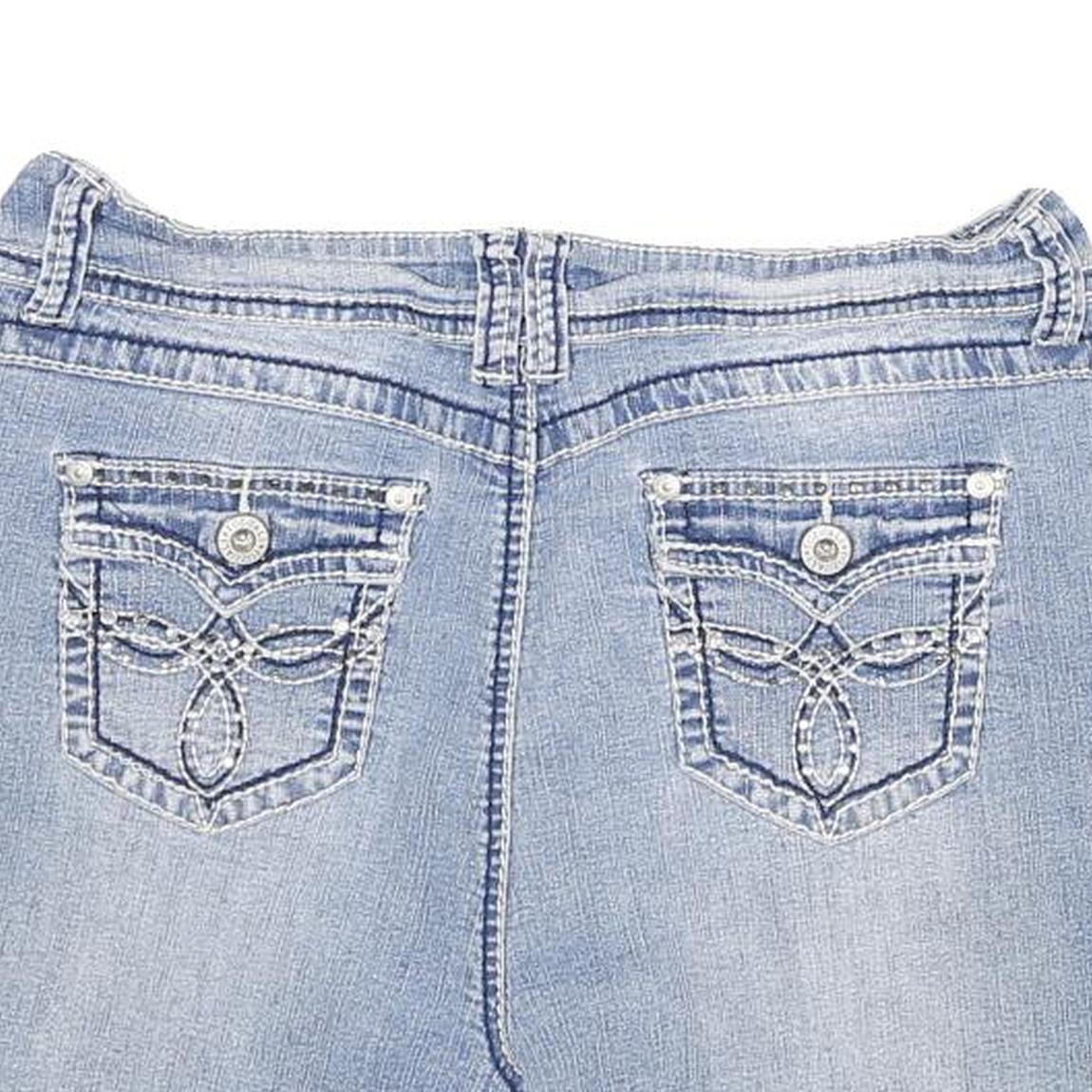 ROZ AND ALI Womens Shorts Blue Casual L W30 Embroidered Pocket Detail