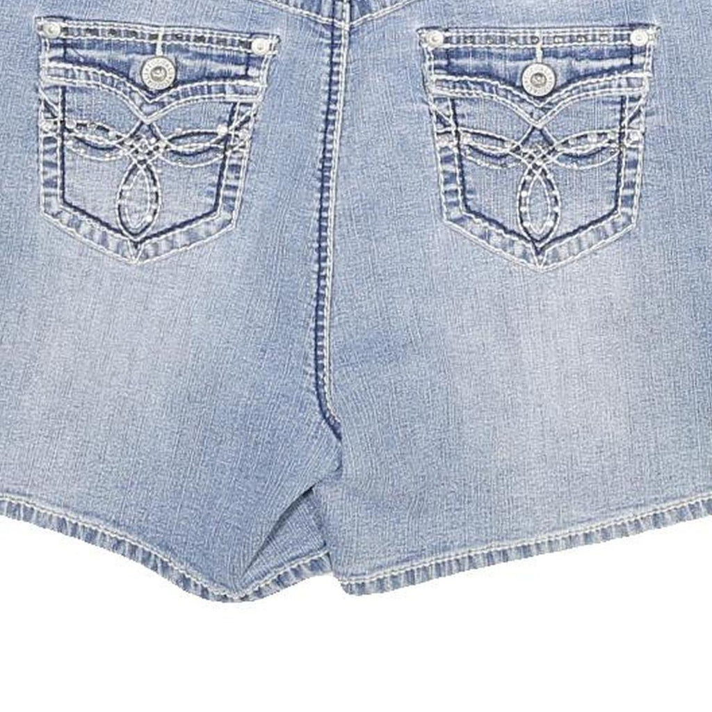 ROZ AND ALI Womens Shorts Blue Casual L W30 Embroidered Pocket Detail