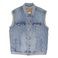 LEVI'S Mens Blue Denim Sleeveless Jacket M Cotton Blend Button Closure Casual