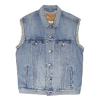 LEVI'S Mens Blue Denim Sleeveless Jacket M Cotton Blend Button Closure Casual