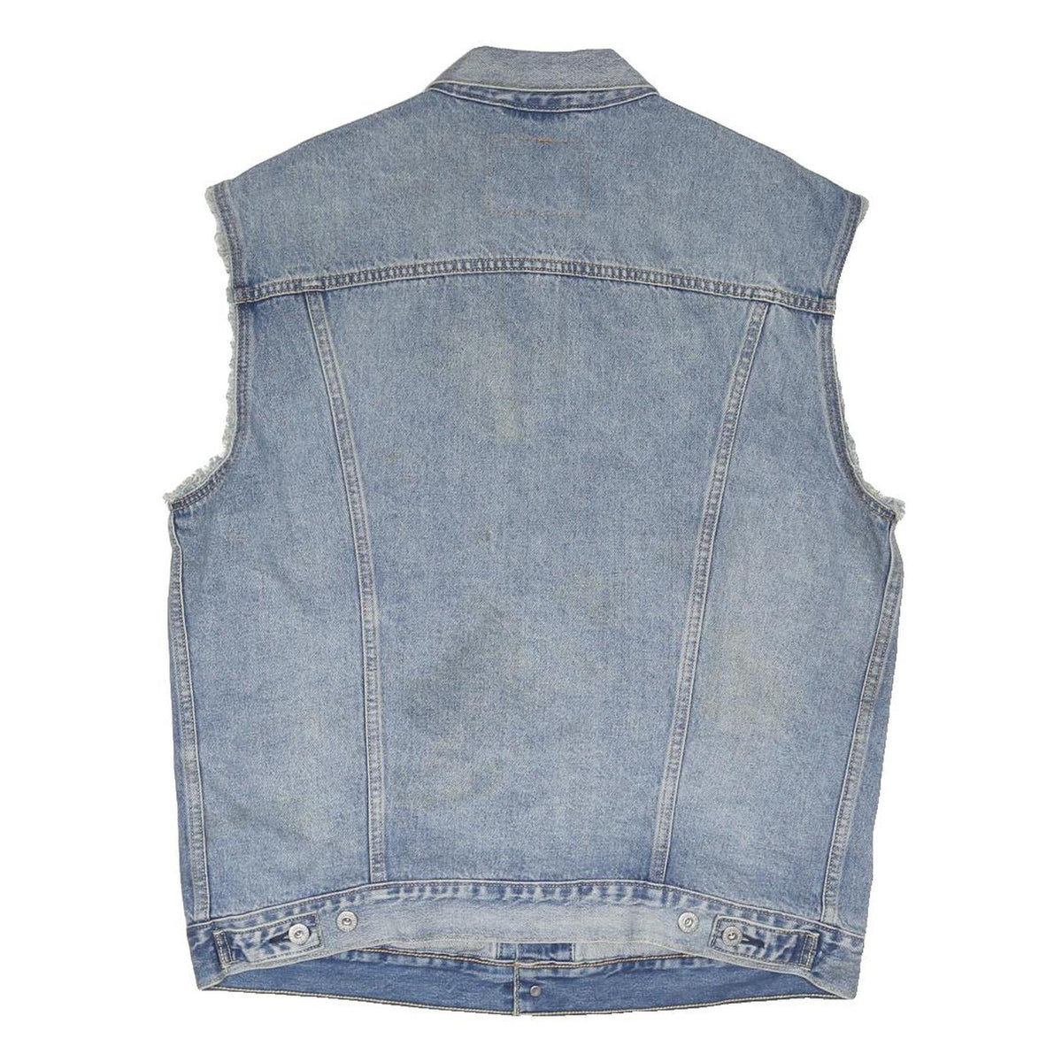 LEVI'S Mens Blue Denim Sleeveless Jacket M Cotton Blend Button Closure Casual