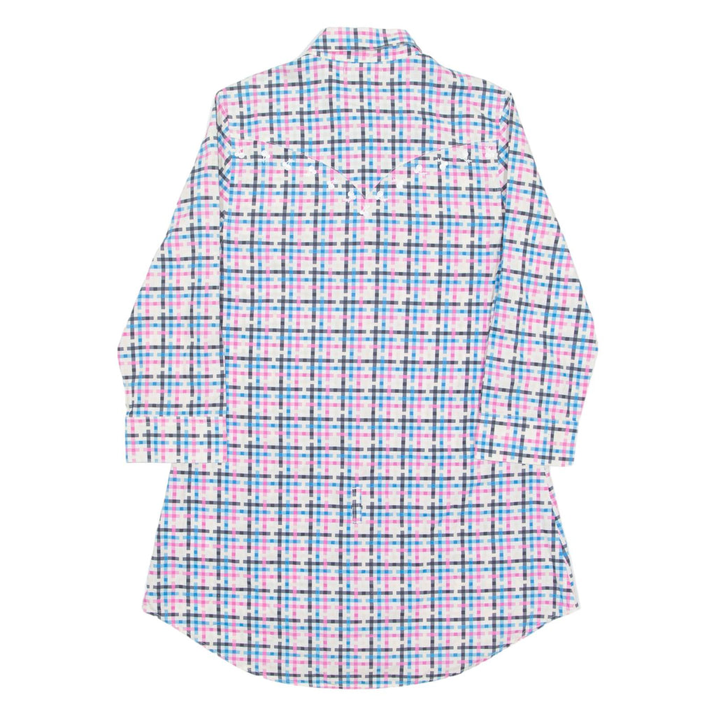 ADIDAS ORIGINALS Long Womens Shirt Pink Check 3/4 Sleeve S