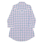 ADIDAS ORIGINALS Long Womens Shirt Pink Check 3/4 Sleeve S