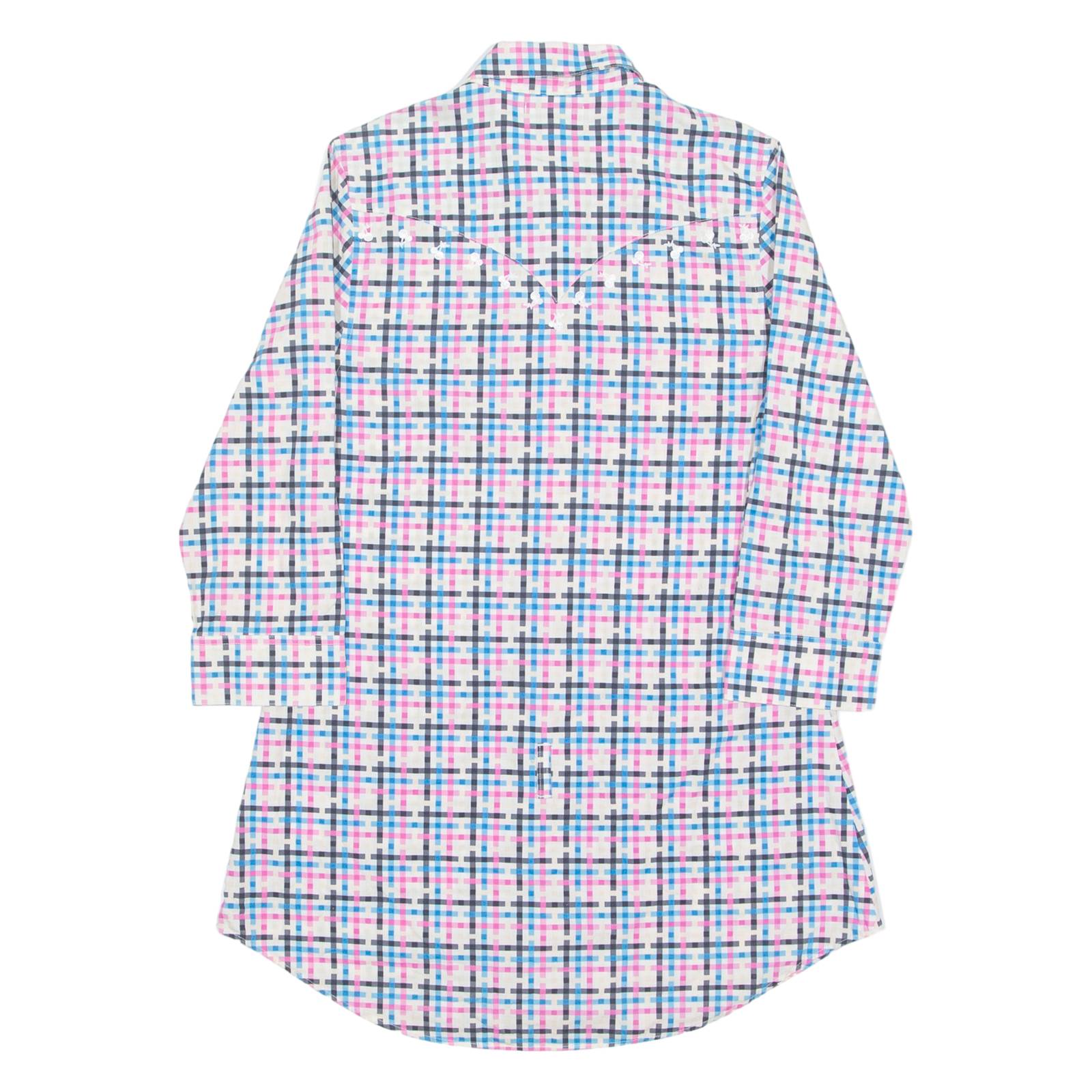 ADIDAS ORIGINALS Long Womens Shirt Pink Check 3/4 Sleeve S