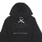 CALVIN KLEIN Womens Black Hoodie M Cotton Pullover Logo Zipped Pocket