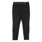 ALL SAINTS Womens Black Polyester Blend Slim Trousers W30 L28 Leather Trim Zip