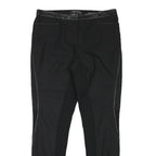 ALL SAINTS Womens Black Polyester Blend Slim Trousers W30 L28 Leather Trim Zip