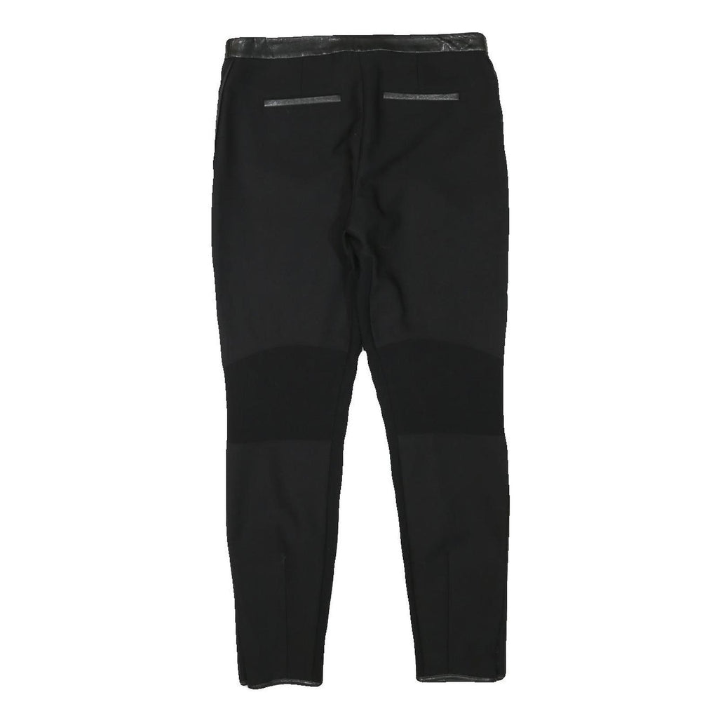 ALL SAINTS Womens Black Polyester Blend Slim Trousers W30 L28 Leather Trim Zip