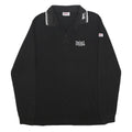 LONSDALE Mens Black Long Sleeve XL Cotton Blend Logo Embroidered Polo Shirt