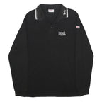 LONSDALE Mens Black Long Sleeve XL Cotton Blend Logo Embroidered Polo Shirt