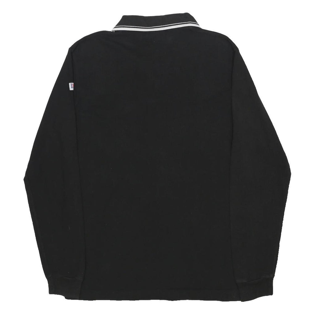 LONSDALE Mens Black Long Sleeve XL Cotton Blend Logo Embroidered Polo Shirt