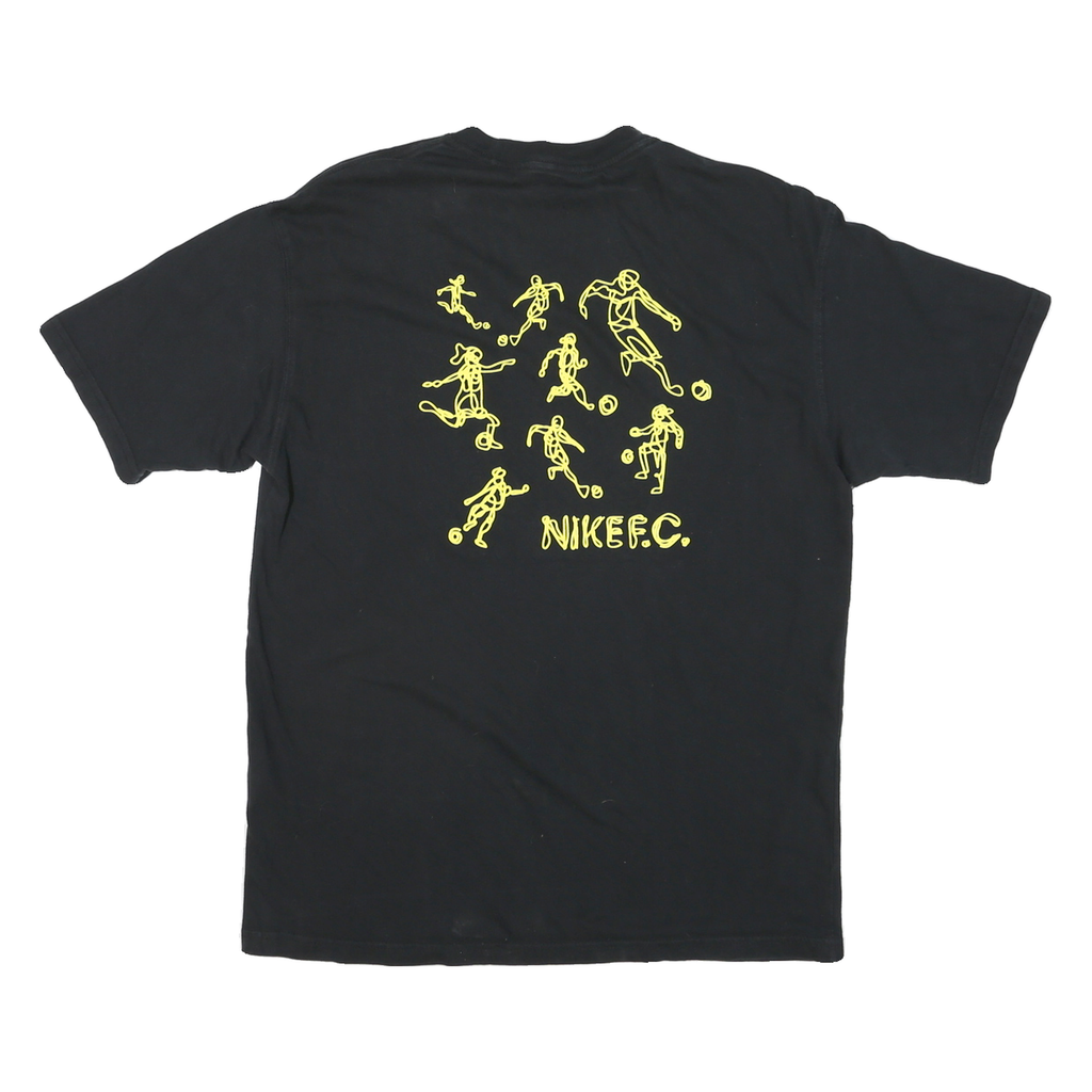 NIKE Mens Black Graphic T-Shirt M Short Sleeve Crew Neck Football Sketch Design