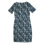 JIGSAW Womens Bodycon Dress Blue Crazy Pattern Short Sleeve Knee Length S