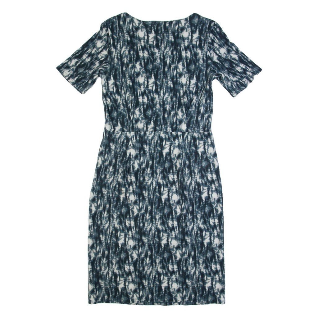 JIGSAW Womens Bodycon Dress Blue Crazy Pattern Short Sleeve Knee Length S