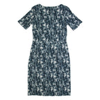JIGSAW Womens Bodycon Dress Blue Crazy Pattern Short Sleeve Knee Length S