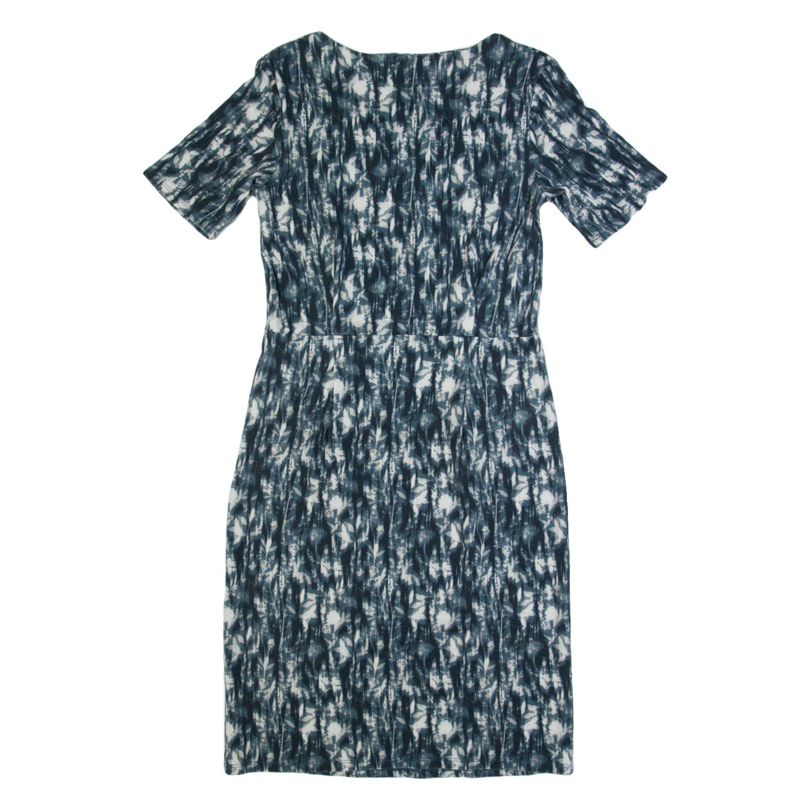 JIGSAW Womens Bodycon Dress Blue Crazy Pattern Short Sleeve Knee Length S