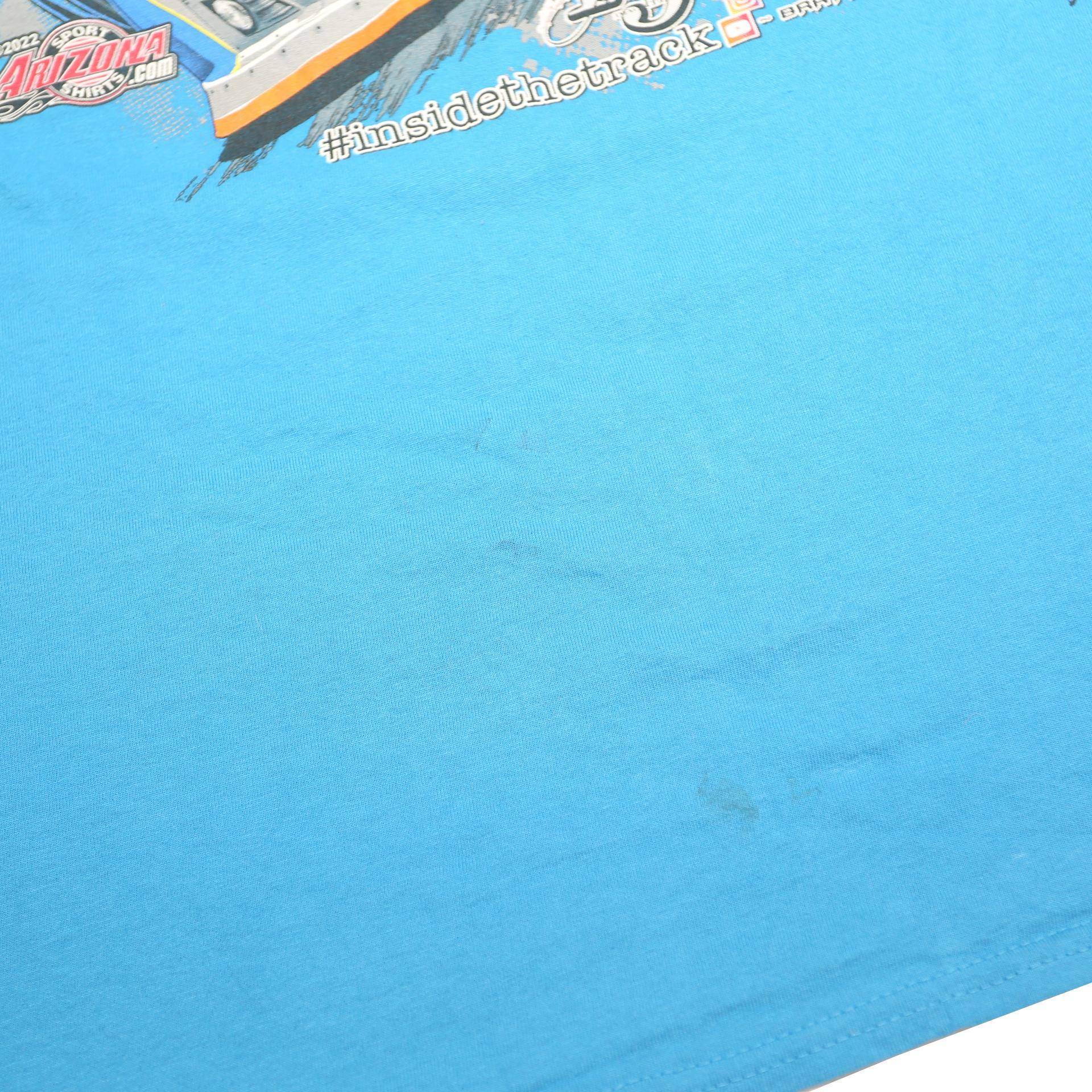 PORT & COMPANY Mens Blue Brayton Laster 03 Racing Graphic T-Shirt XL Crew Neck