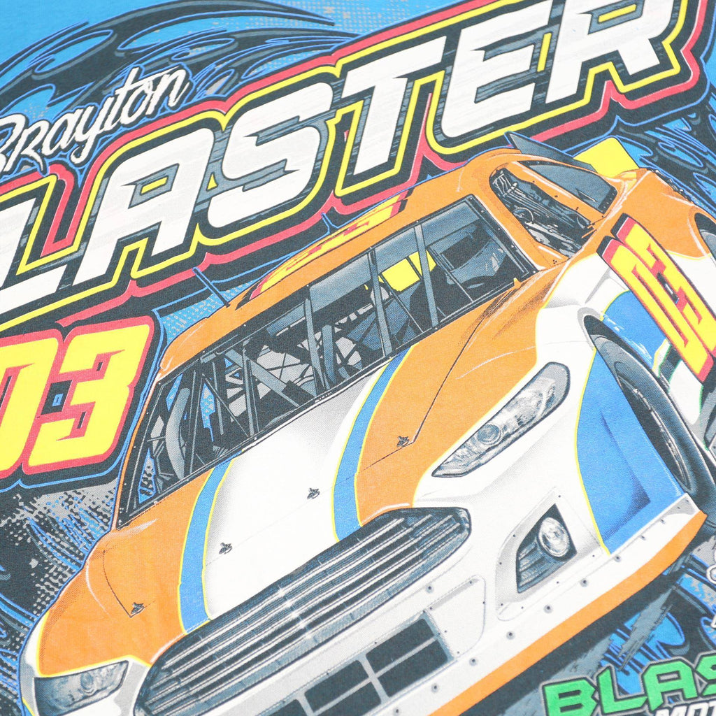 PORT & COMPANY Mens Blue Brayton Laster 03 Racing Graphic T-Shirt XL Crew Neck
