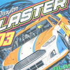 PORT & COMPANY Mens Blue Brayton Laster 03 Racing Graphic T-Shirt XL Crew Neck