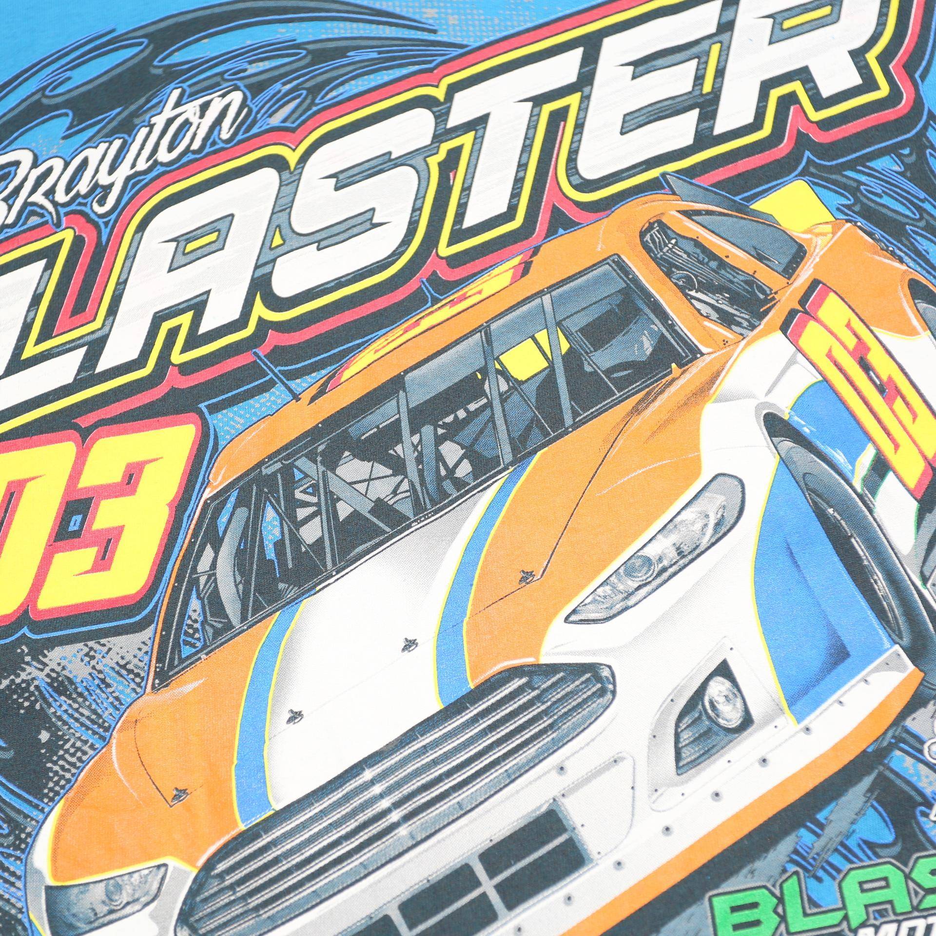 PORT & COMPANY Mens Blue Brayton Laster 03 Racing Graphic T-Shirt XL Crew Neck