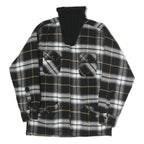 WORKERS Mens Black & White Check Cotton Blend Zip Jacket S Plaid Shirt Jacket