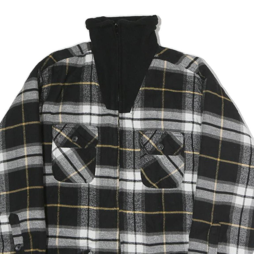WORKERS Mens Black & White Check Cotton Blend Zip Jacket S Plaid Shirt Jacket