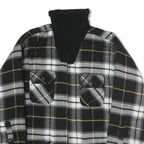 WORKERS Mens Black & White Check Cotton Blend Zip Jacket S Plaid Shirt Jacket