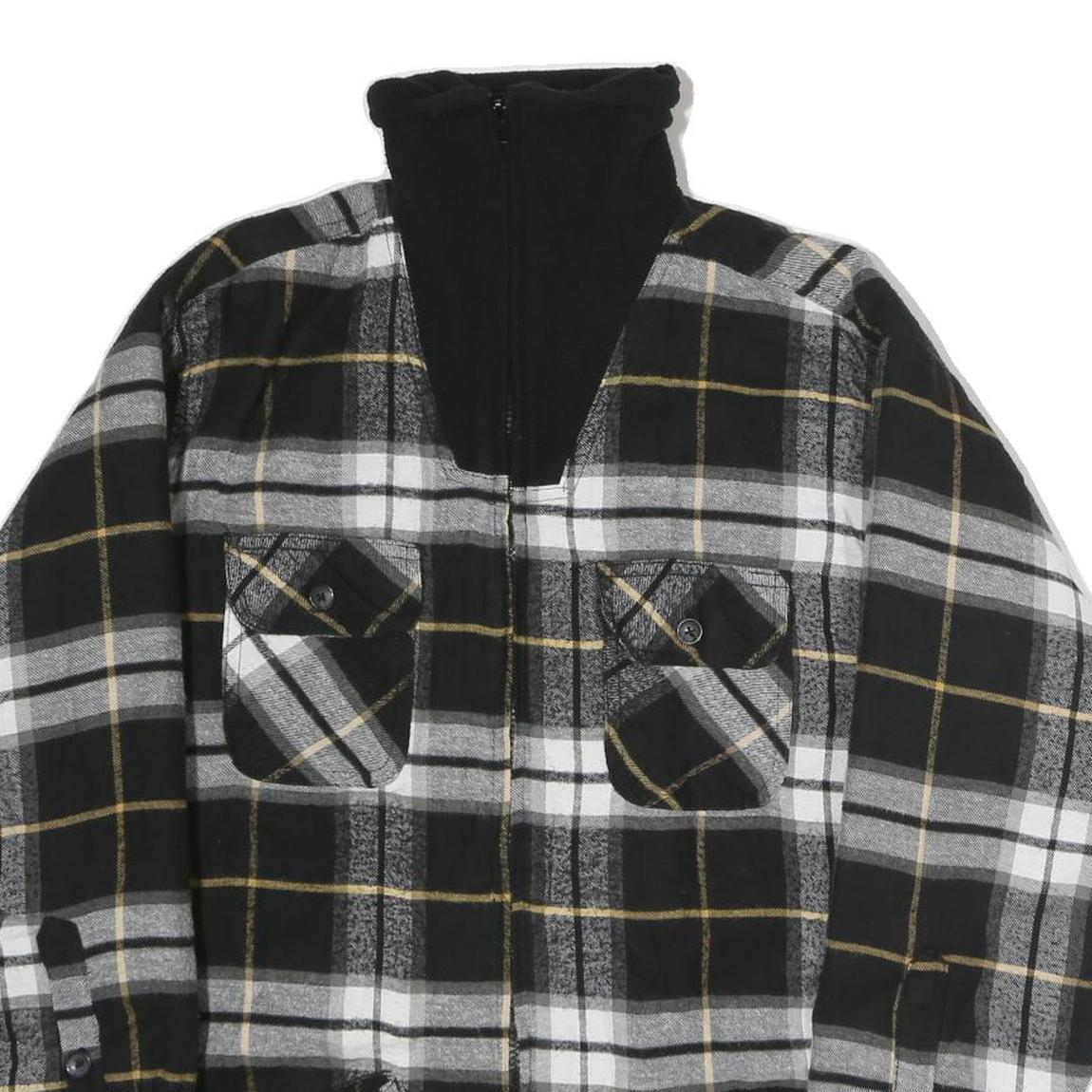 WORKERS Mens Black & White Check Cotton Blend Zip Jacket S Plaid Shirt Jacket