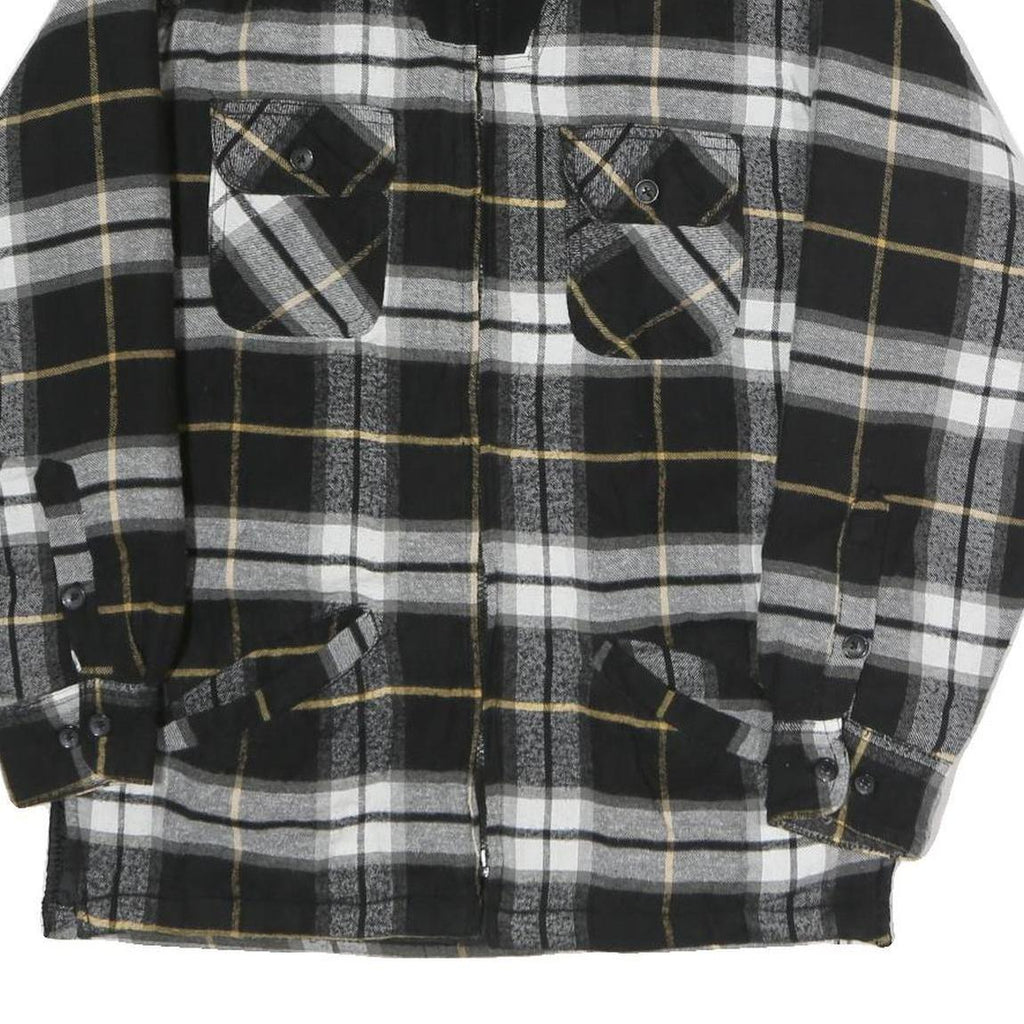 WORKERS Mens Black & White Check Cotton Blend Zip Jacket S Plaid Shirt Jacket