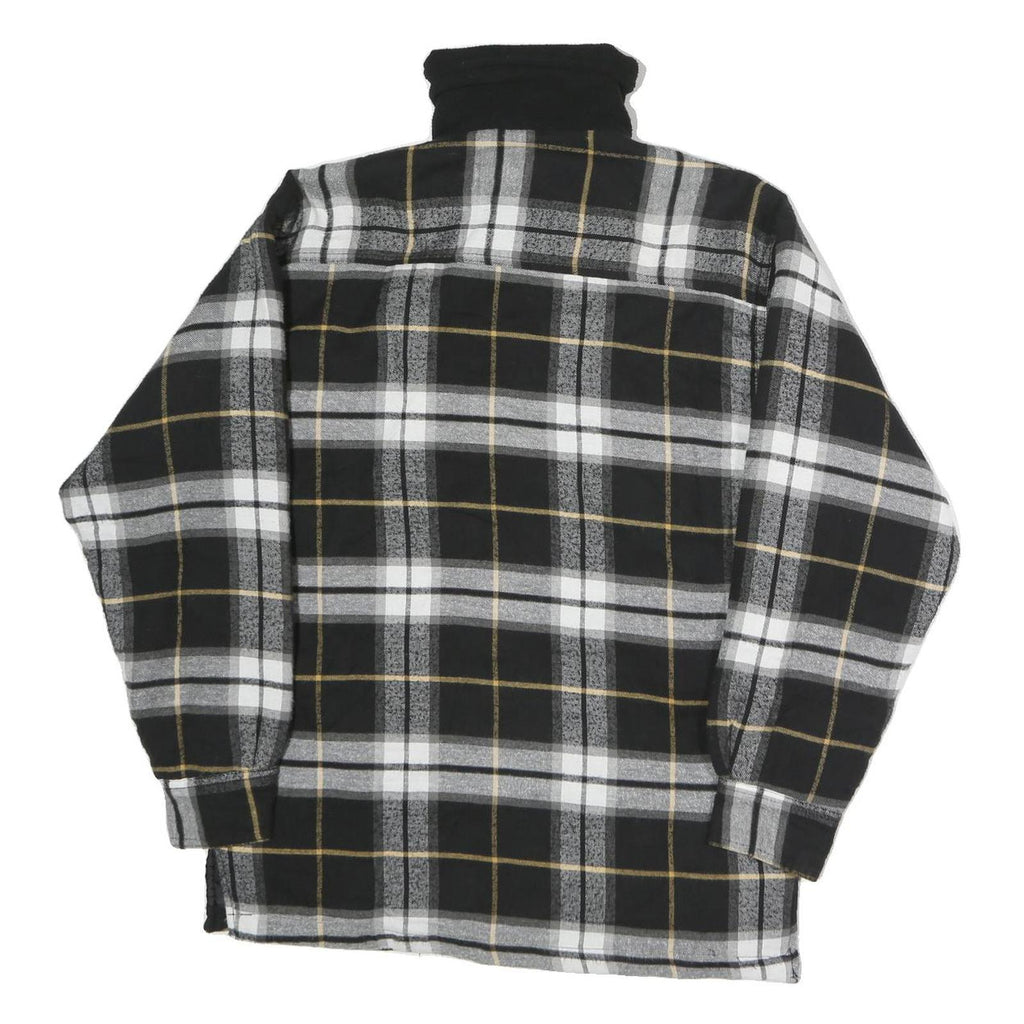 WORKERS Mens Black & White Check Cotton Blend Zip Jacket S Plaid Shirt Jacket