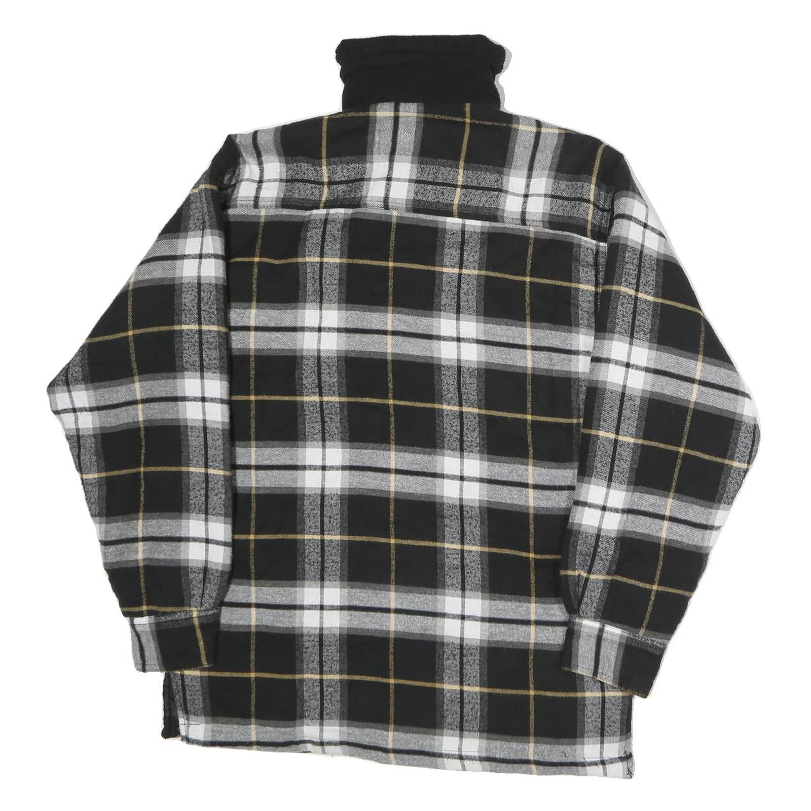 WORKERS Mens Black & White Check Cotton Blend Zip Jacket S Plaid Shirt Jacket