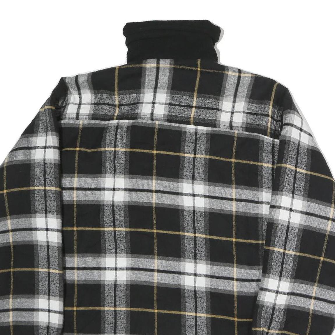 WORKERS Mens Black & White Check Cotton Blend Zip Jacket S Plaid Shirt Jacket